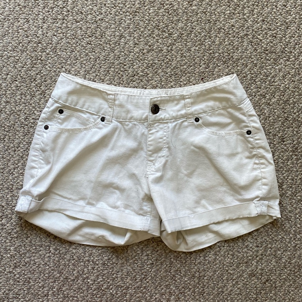 Express white denim shorts